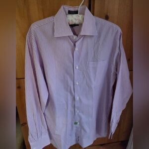 John W Nordstrom Men's Purple Stripe Egyptian Cotton Dress Shirt Size 15 Or 32